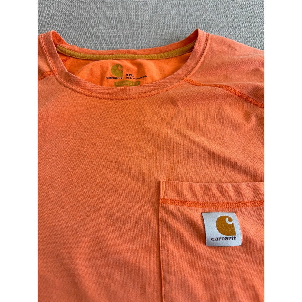 Carhartt Men's Orange Force Tee Logo Pocket Size 3XL